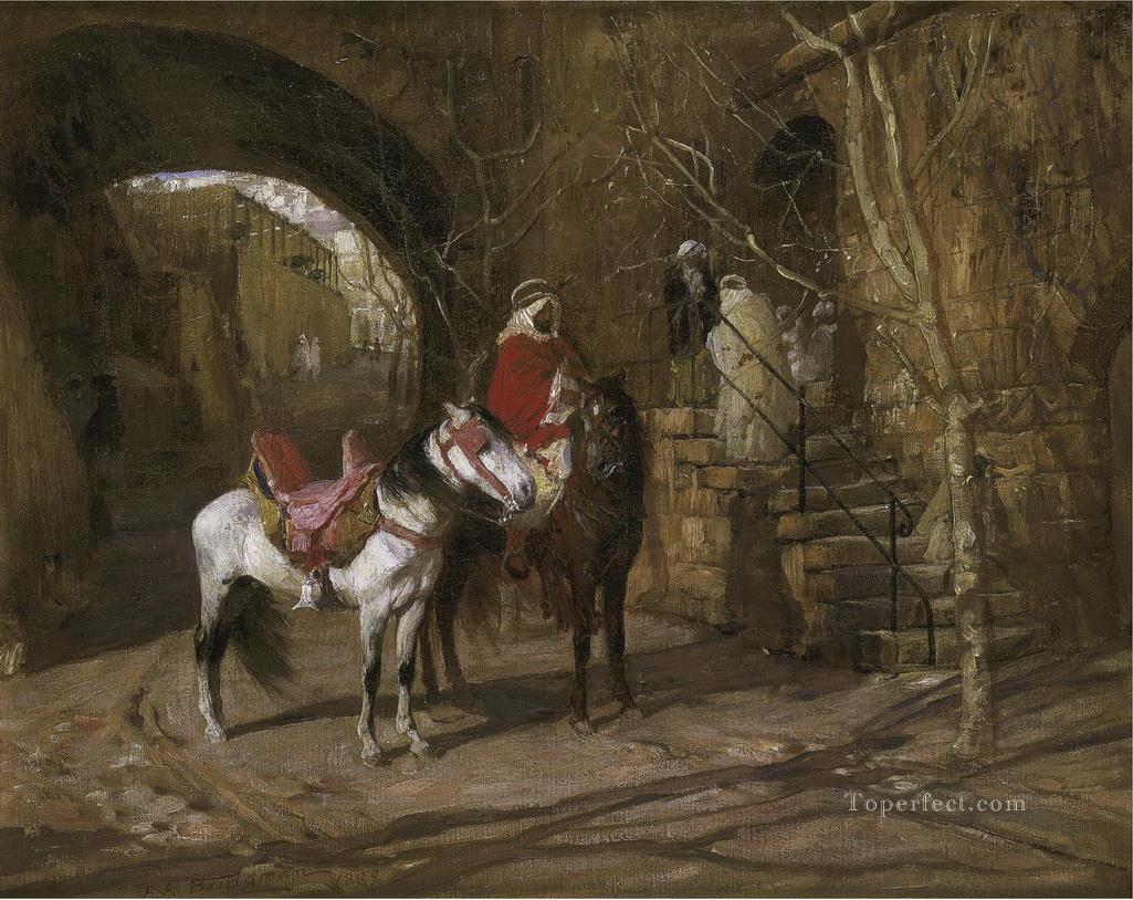 HORSEMAN IN A COURTYARD Frederick Arthur Bridgman Oil Paintings